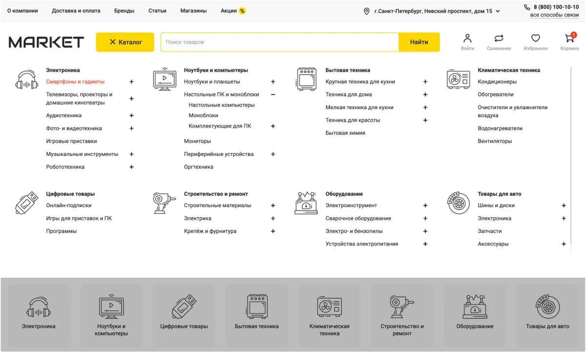 отраслевой интернет-магазин электроники и бытовой техники «крайт: электроника.market pro»