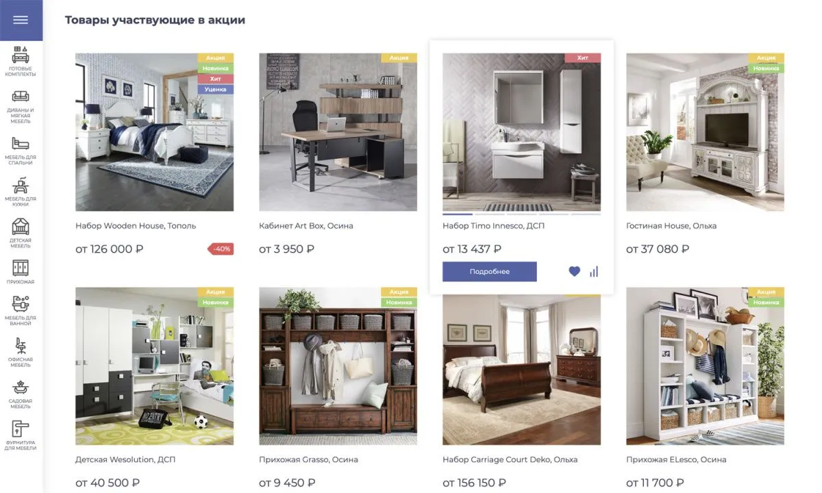 отраслевой интернет-магазин мебели и мебельных комплектов «крайт: мебель.furniture»