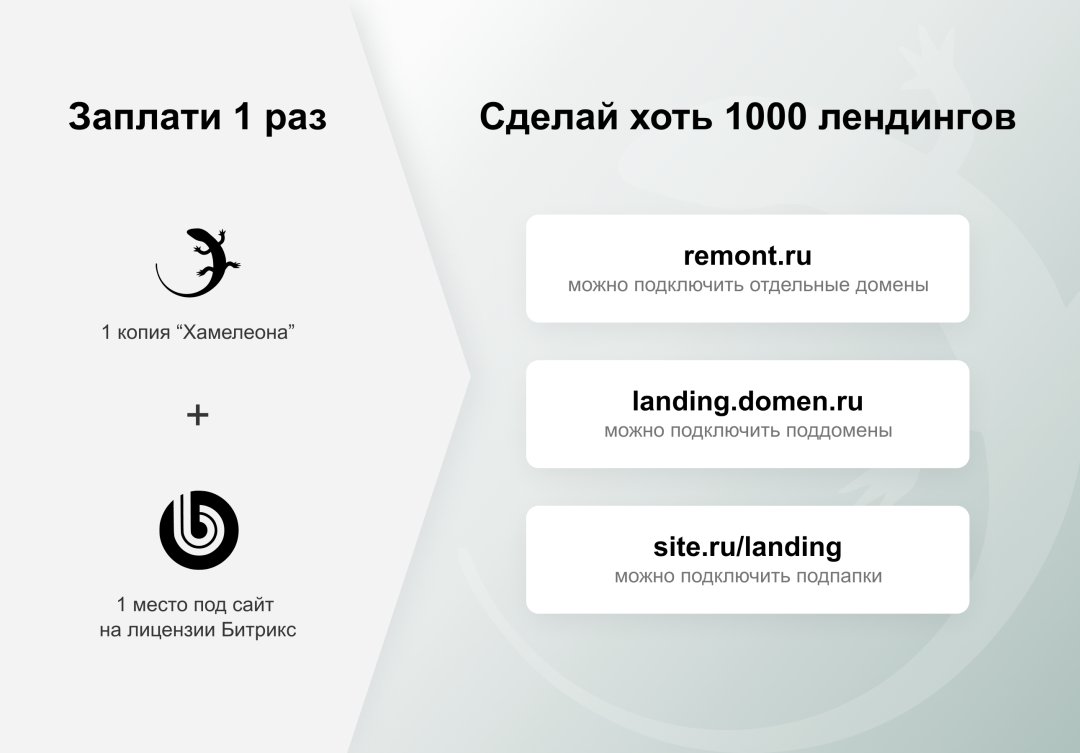 ХАМЕЛЕОН — 999 в 1. Безлимитный конструктор лендингов с корзиной и функциями для «автоворонок»