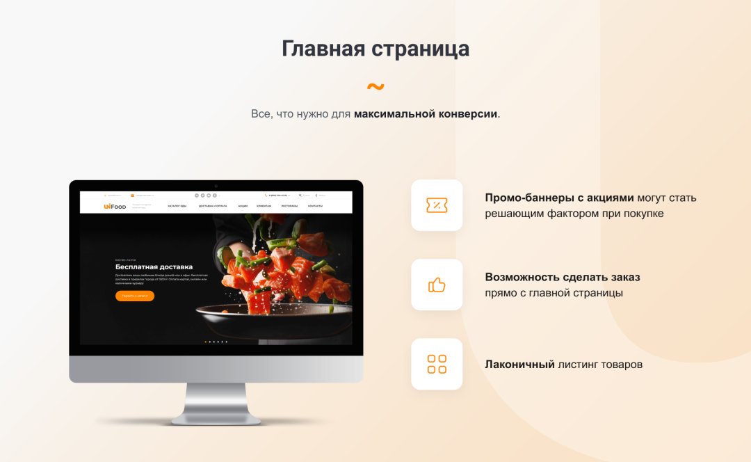 INTEC.Food - магазин доставки еды, суши, пиццы с корзиной и оплатой. Сайт для ресторанов и кафе