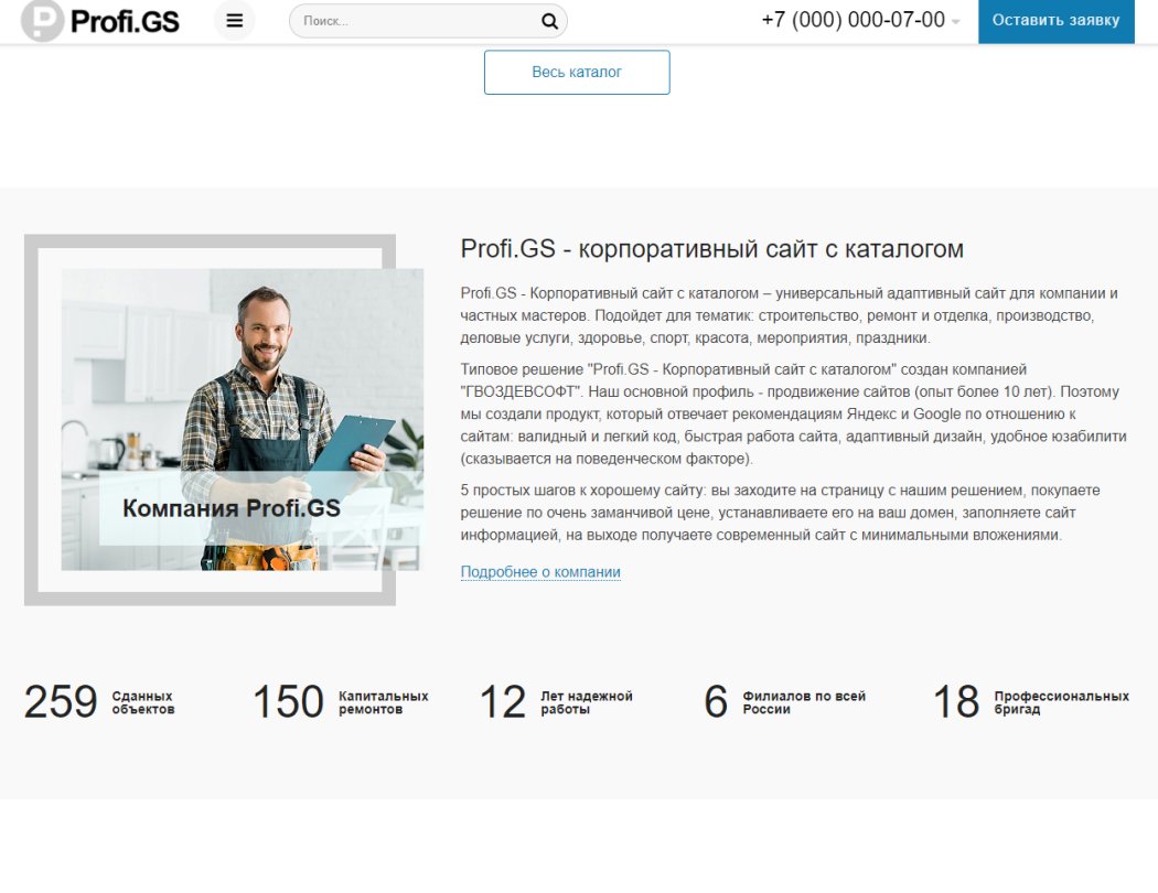 Profi.GS  – сайт компании по ремонту и строительству
